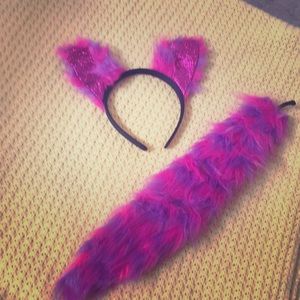 Cheshire Cat costume, ears and tail.